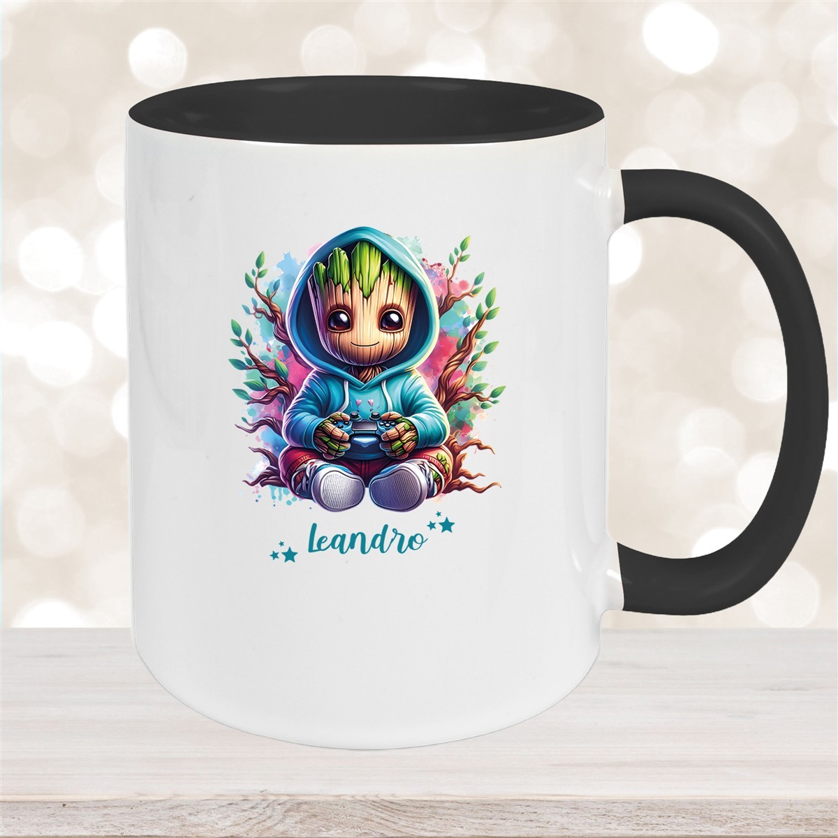 Tasse Wunschname Baby-Groot #6 Keramik Kinderbecher personalisiert Schwarz