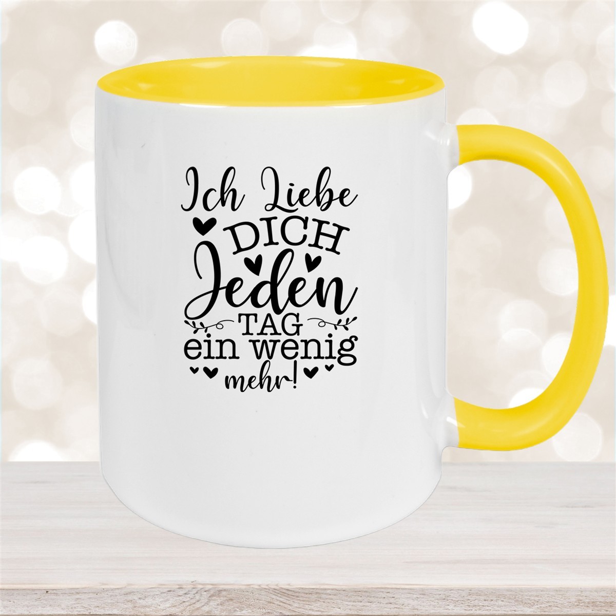 Tasse Spruch Valentinstag #17 Keramik versch. Farben Gelb