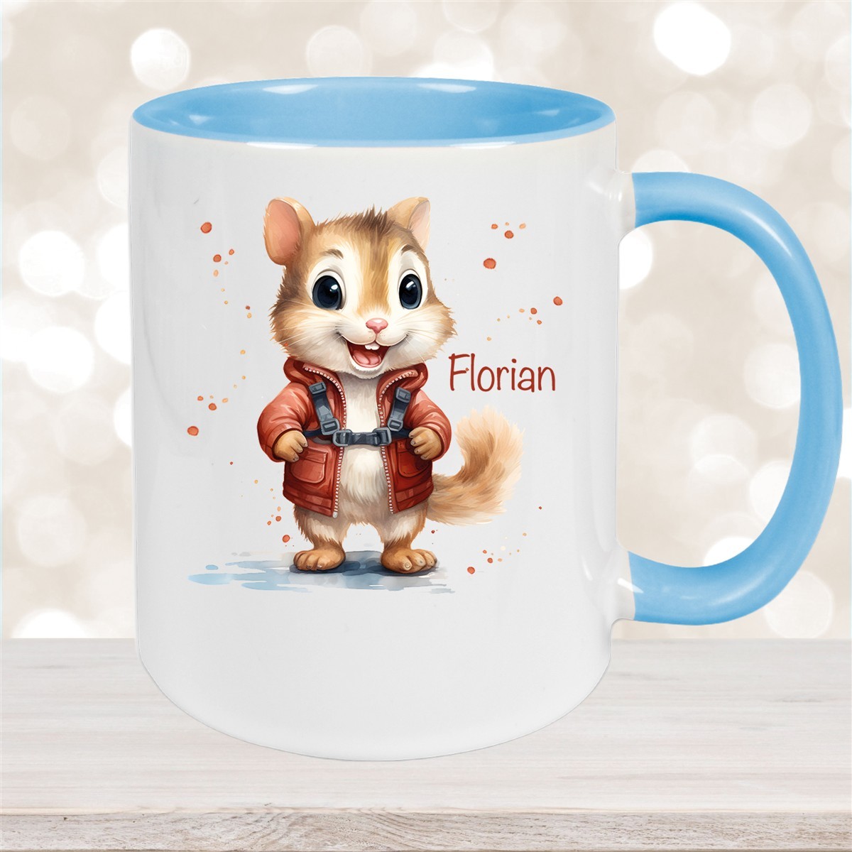 Tasse Wunschname Chipmunk #1 Keramik Kinderbecher personalisiert versch. Farben