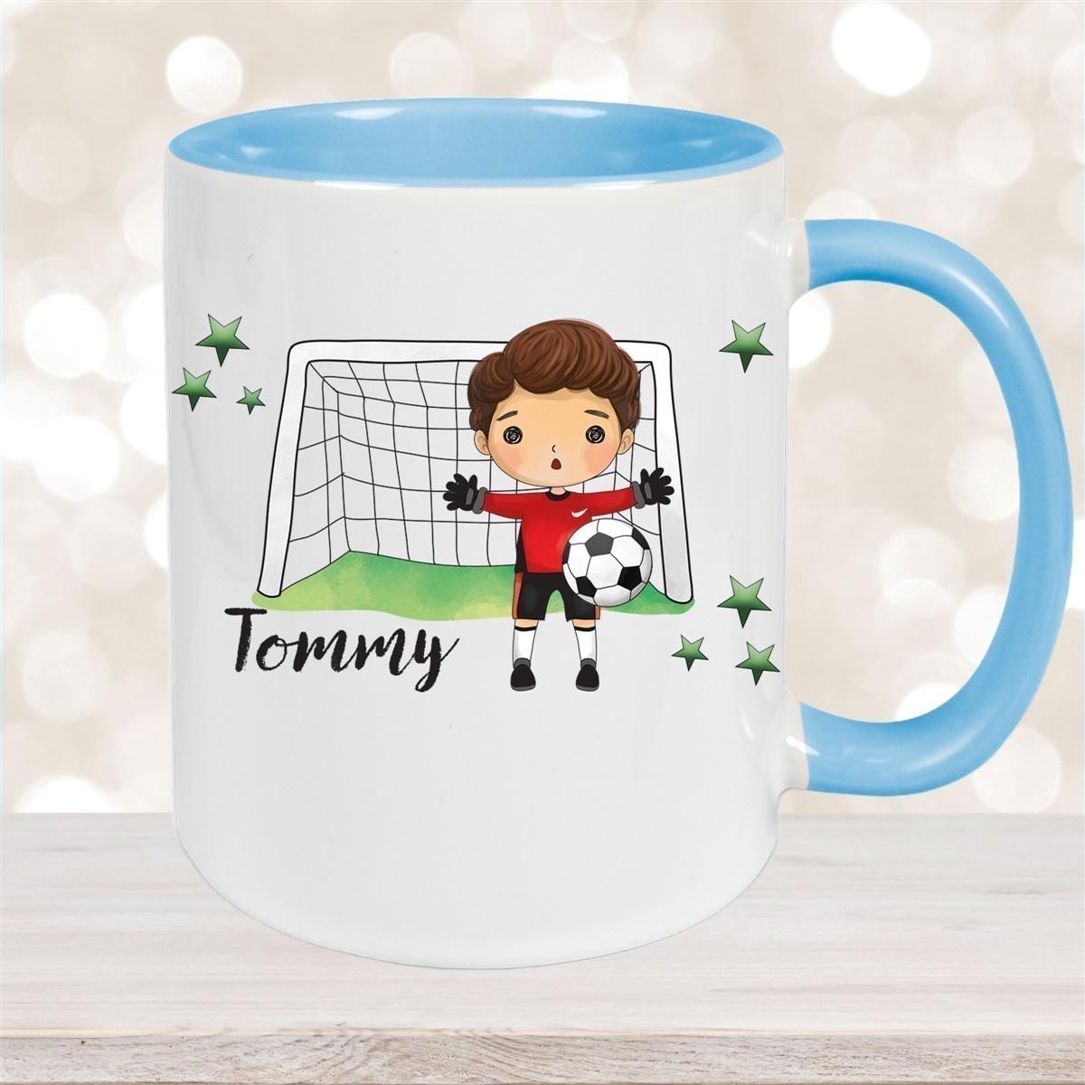 Tasse Fußball 3 Wunschname Keramik Kinderbecher personalisiert versch. Farben