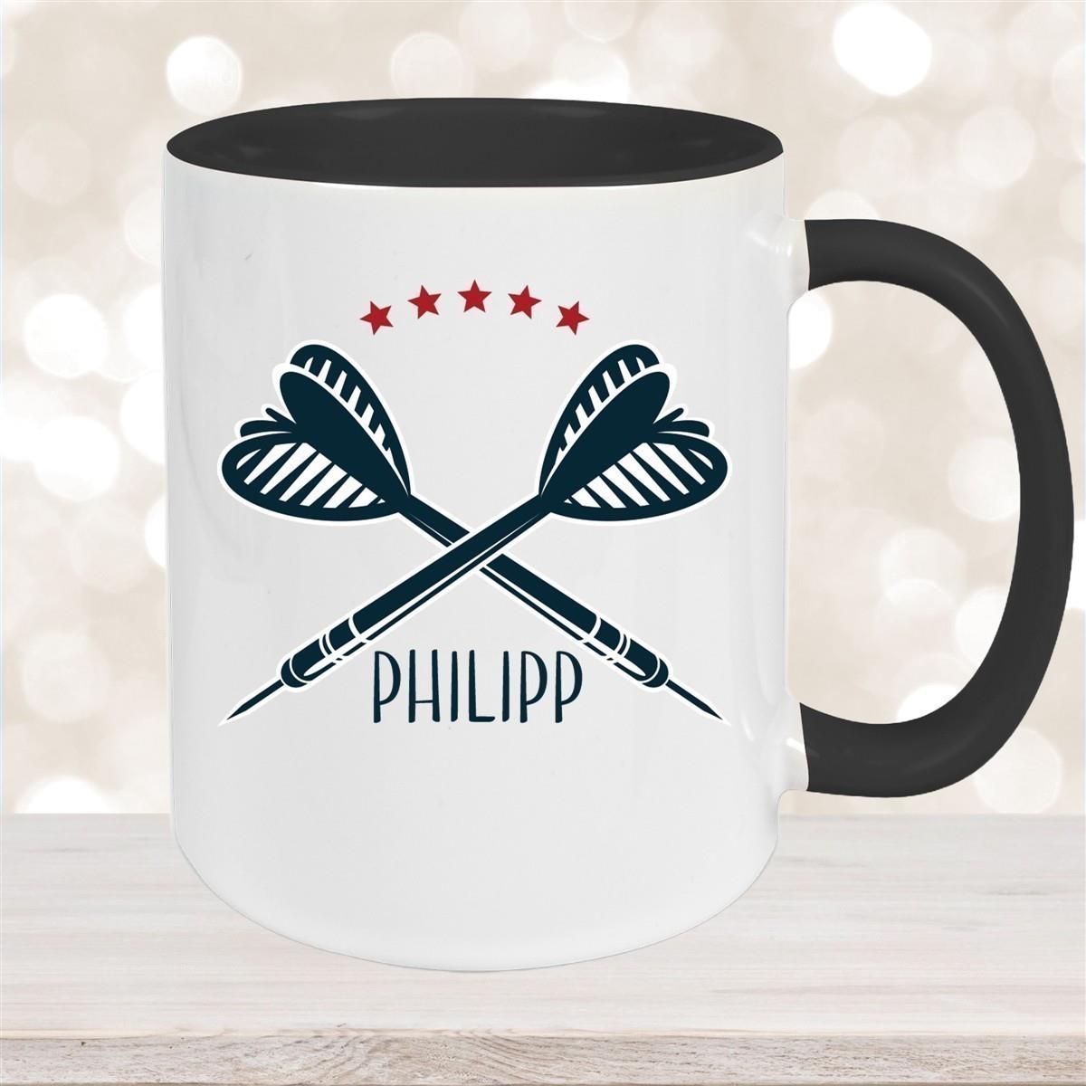 Tasse Dart 3 Wunschname Keramik Kinderbecher personalisiert versch. Farben