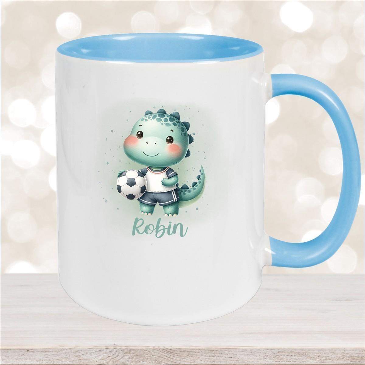 Tasse Wunschname Fußball 15 Personalisiert Keramik Kinderbecher versch. Farben