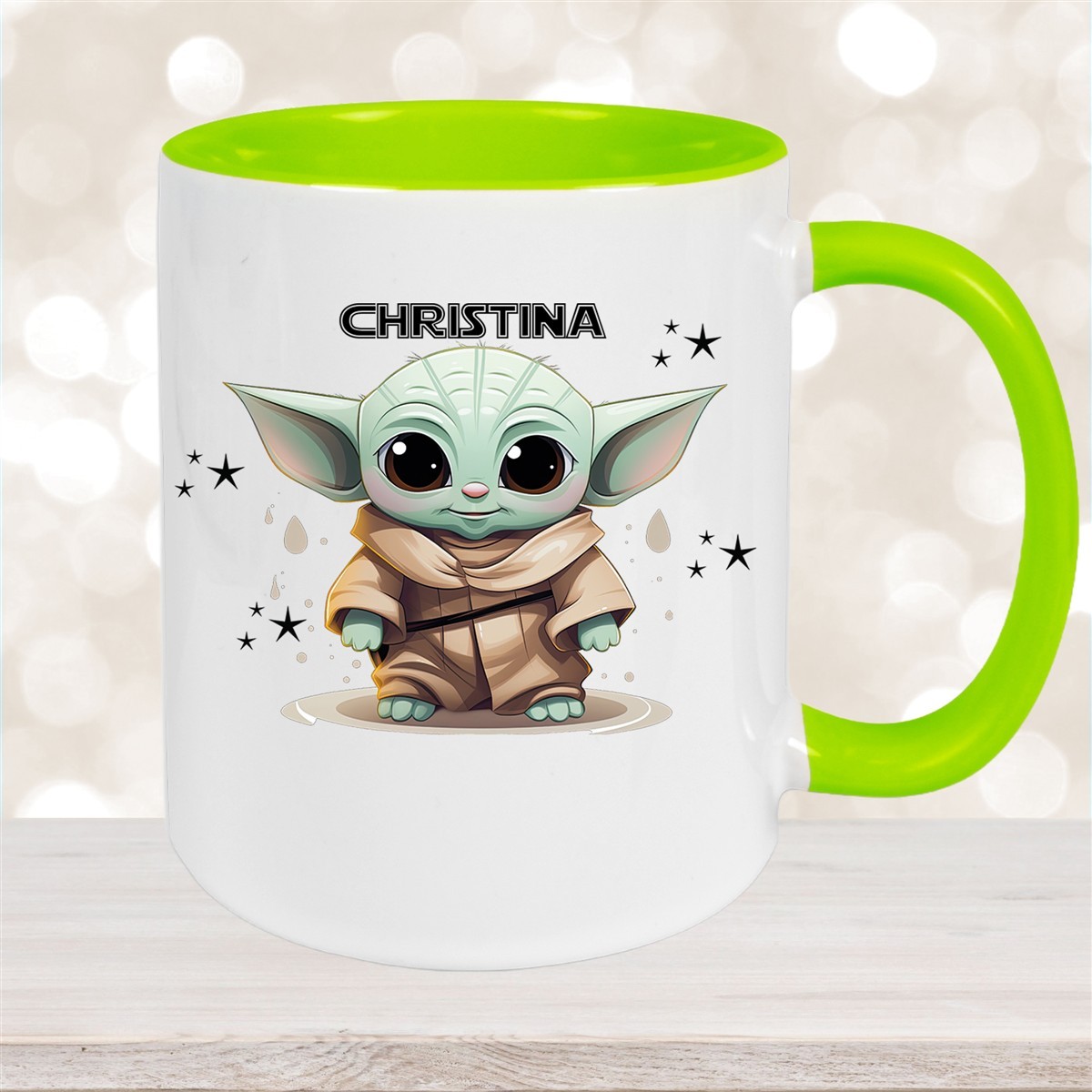 Tasse Wunschname Baby-Yoda #3 Keramik Kinderbecher personalisiert versch. Farben