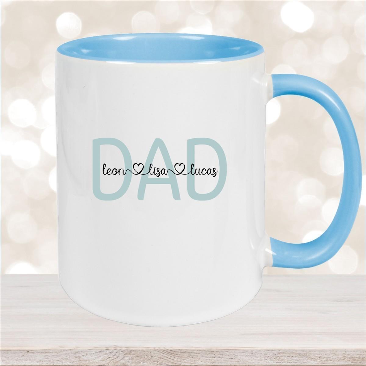 Tasse Vatertag 2 Wunschnamen Keramik Personalisiert versch. Farben