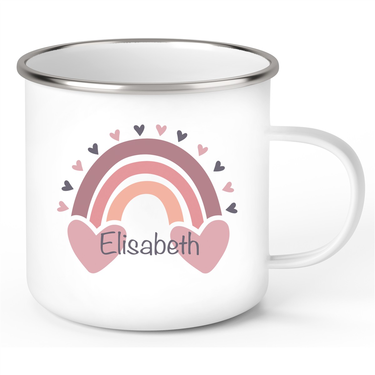 Tasse Wunschname Regenbogen 2 Emaille Kinderbecher