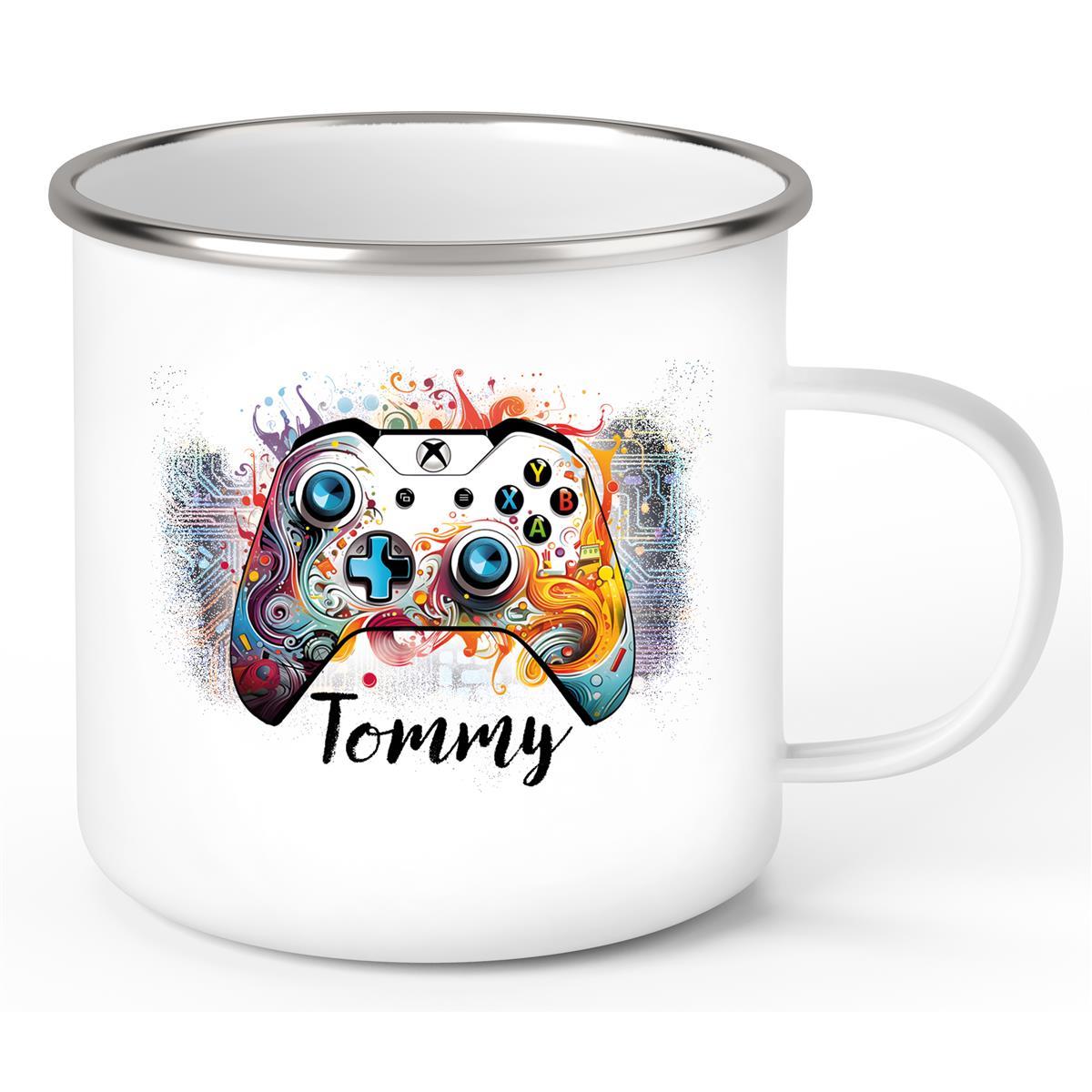 Tasse Gamer 2 Wunschname Emaille Kinderbecher personalisiert