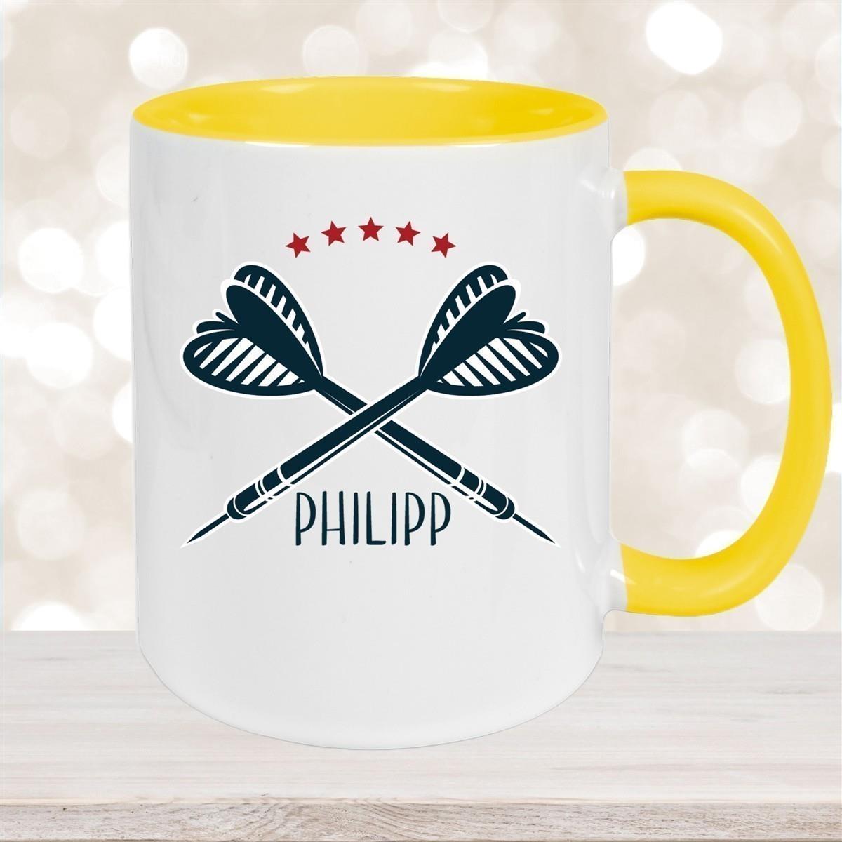 Tasse Dart 3 Wunschname Keramik Kinderbecher personalisiert versch. Farben