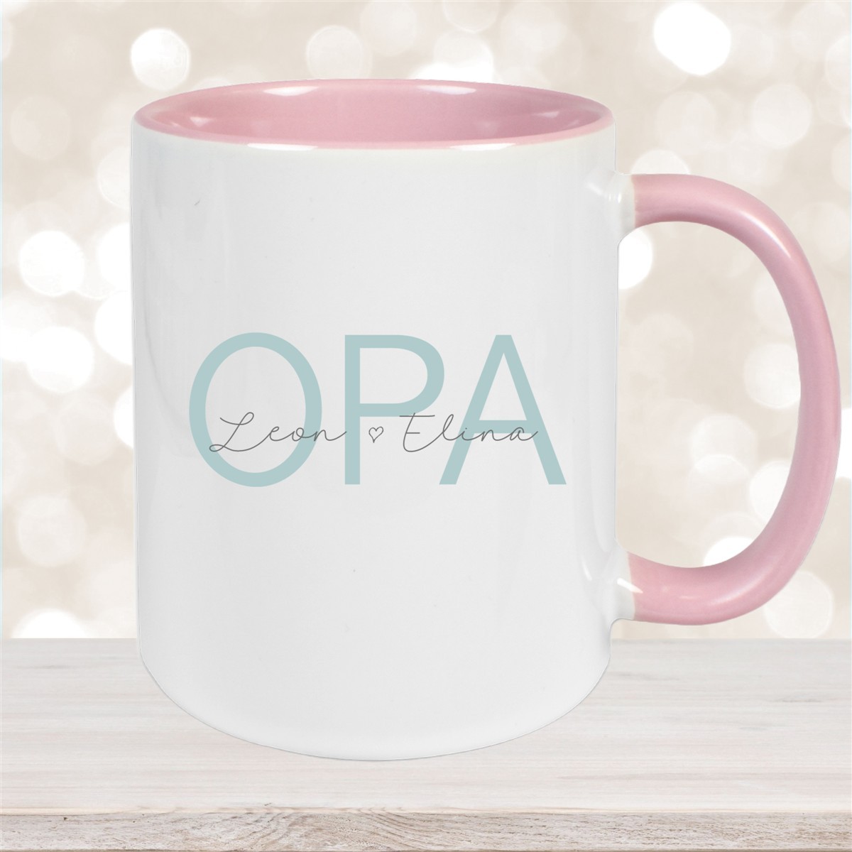 Tasse, Opa, Vatertag, Geburtstag #1 Wunschnamen Keramik Personalisiert Altrosa