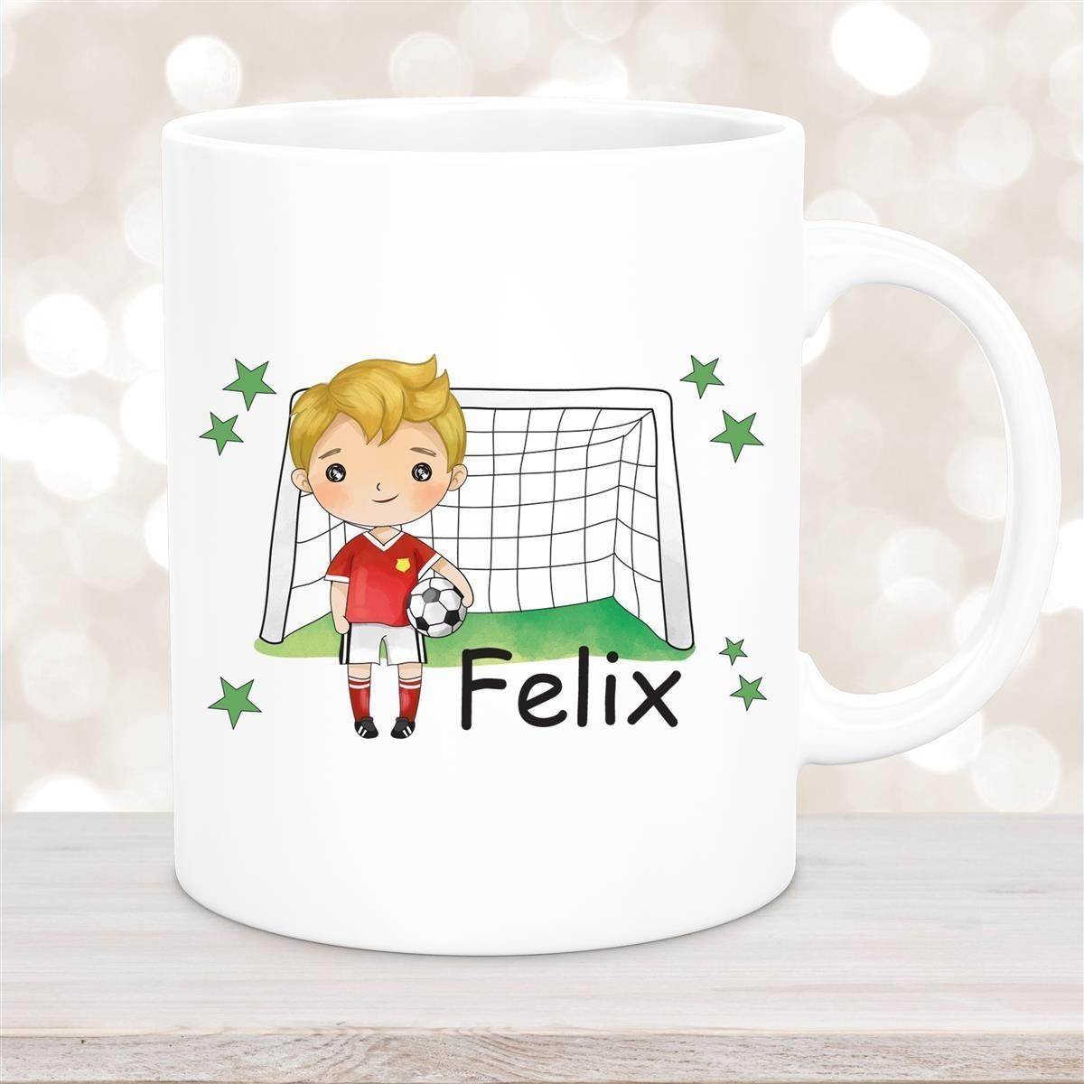 Tasse Fußball #1 Wunschname Keramik Kinderbecher personalisiert Weiß Tasse Fußball #1 Wunschname Keramik Kinderbecher personalisiert Weiß