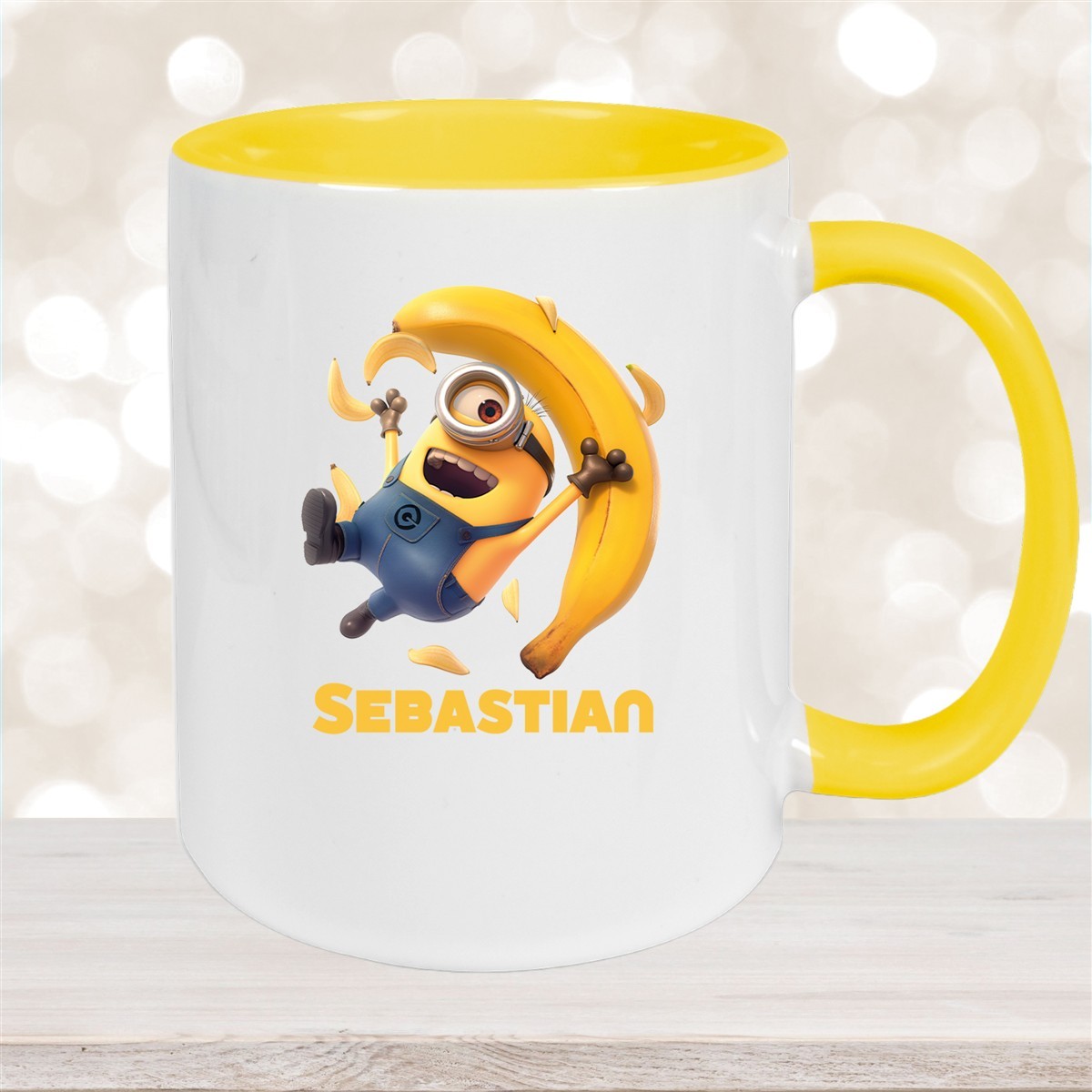 Tasse Minions Kinder Minion #2 Banana Wunschname Keramik Kinderbecher personalisiert versch. Farben Gelb