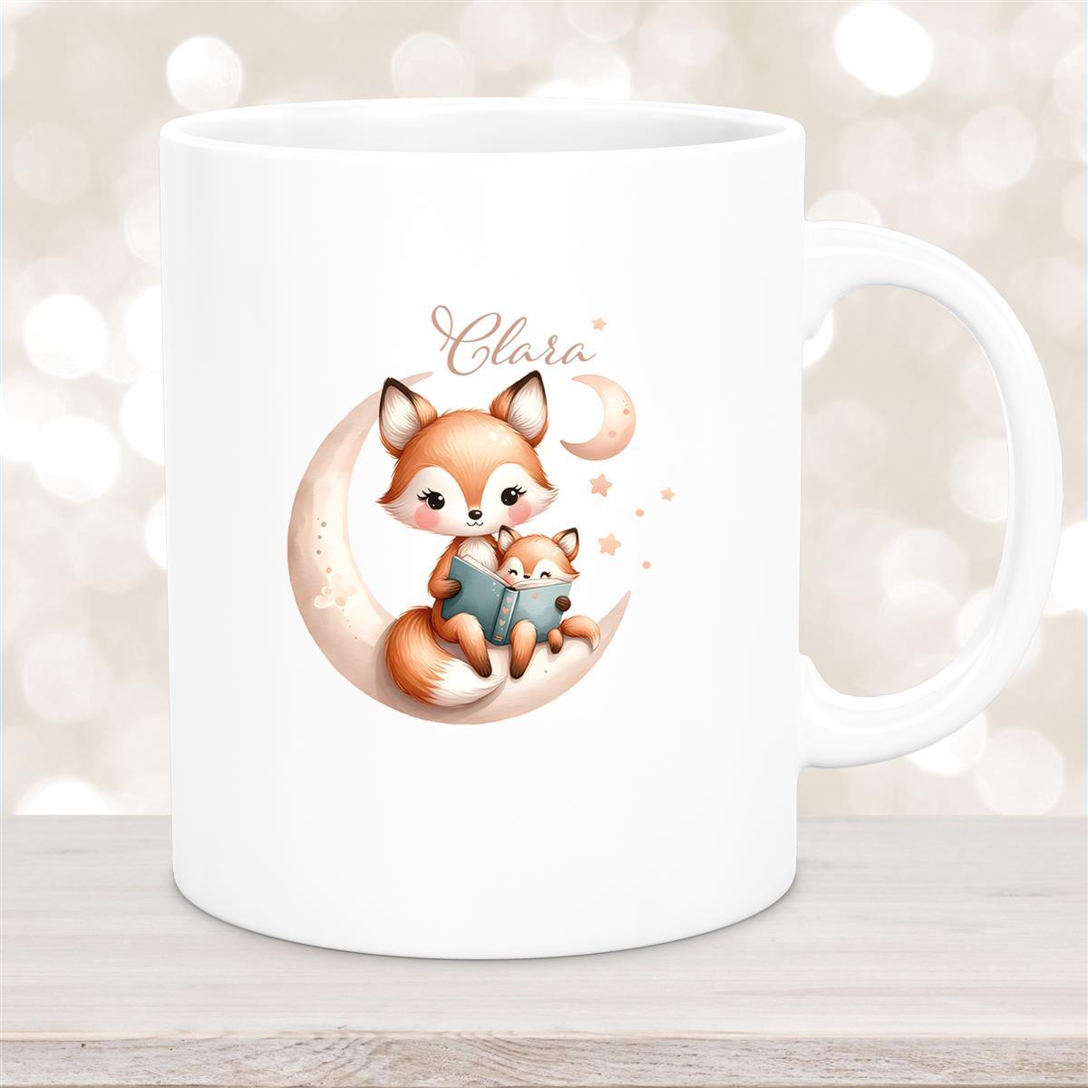 Tasse Wunschname Fuchs #2 Keramik Kinderbecher  versch. Farben