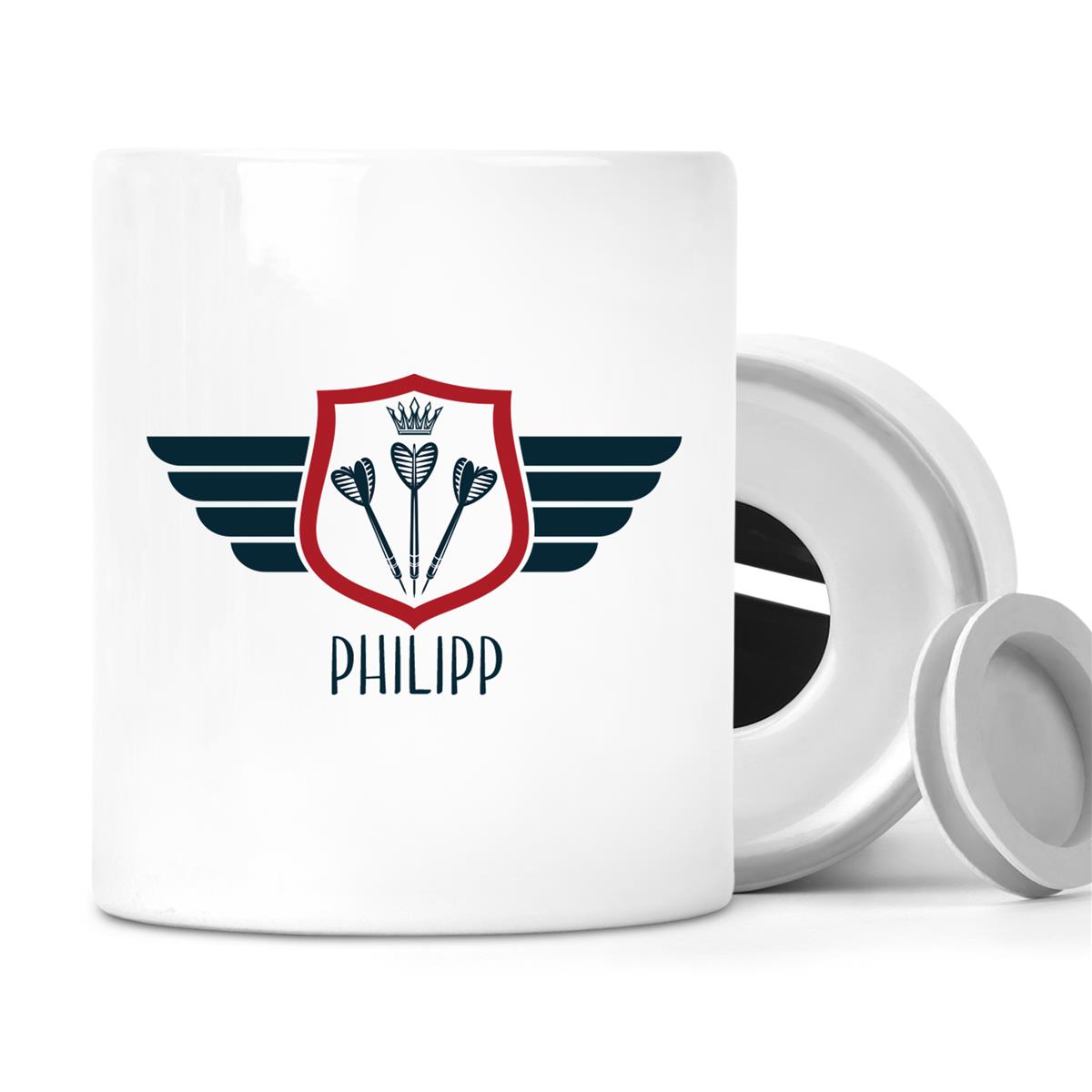 Spardose mit Wunschname Dart 2 personalisiert