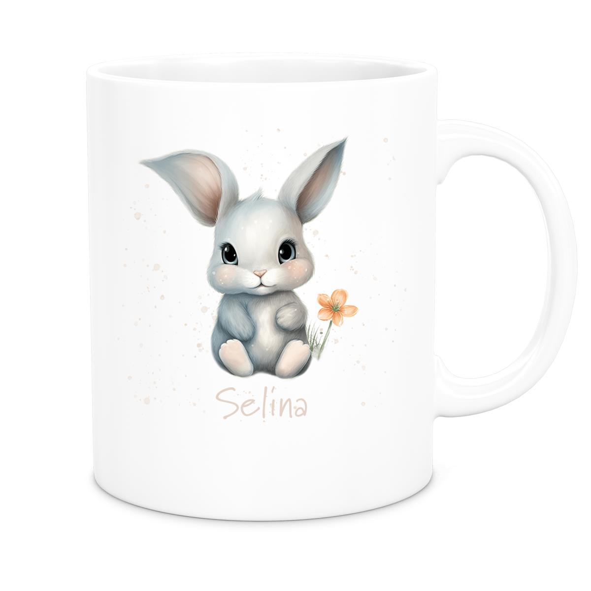 Tasse Ostern - Hase 2 Wunschnamen Keramik personalisiert versch. Farben