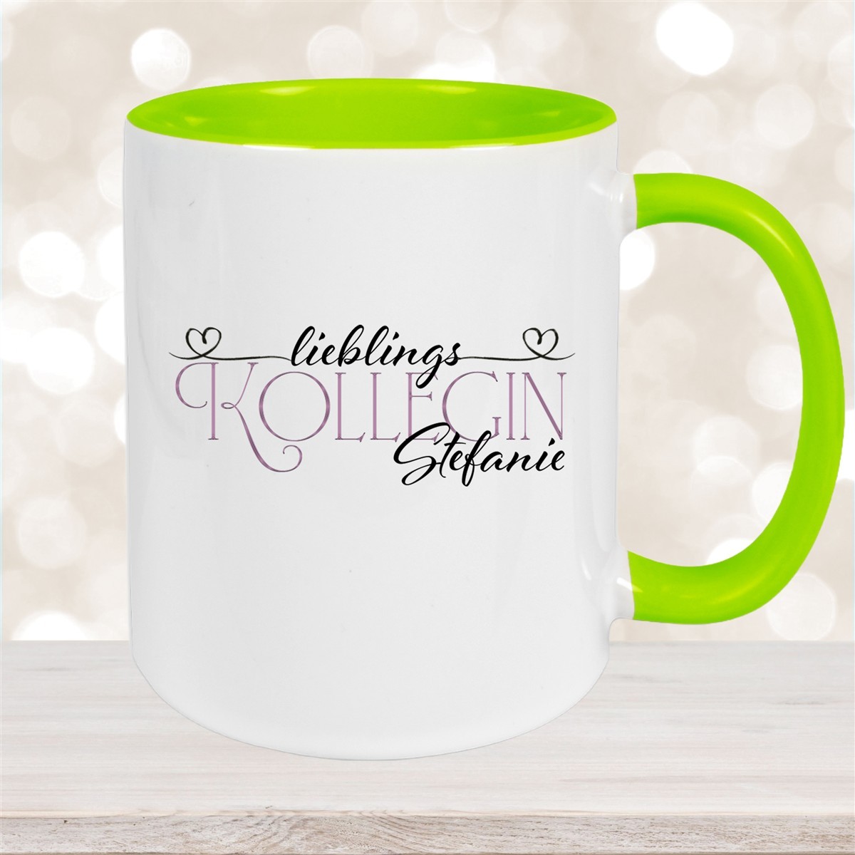 Tasse Wunschname Lieblings-Kollegin #1 personalisiert Keramik Becher Grün