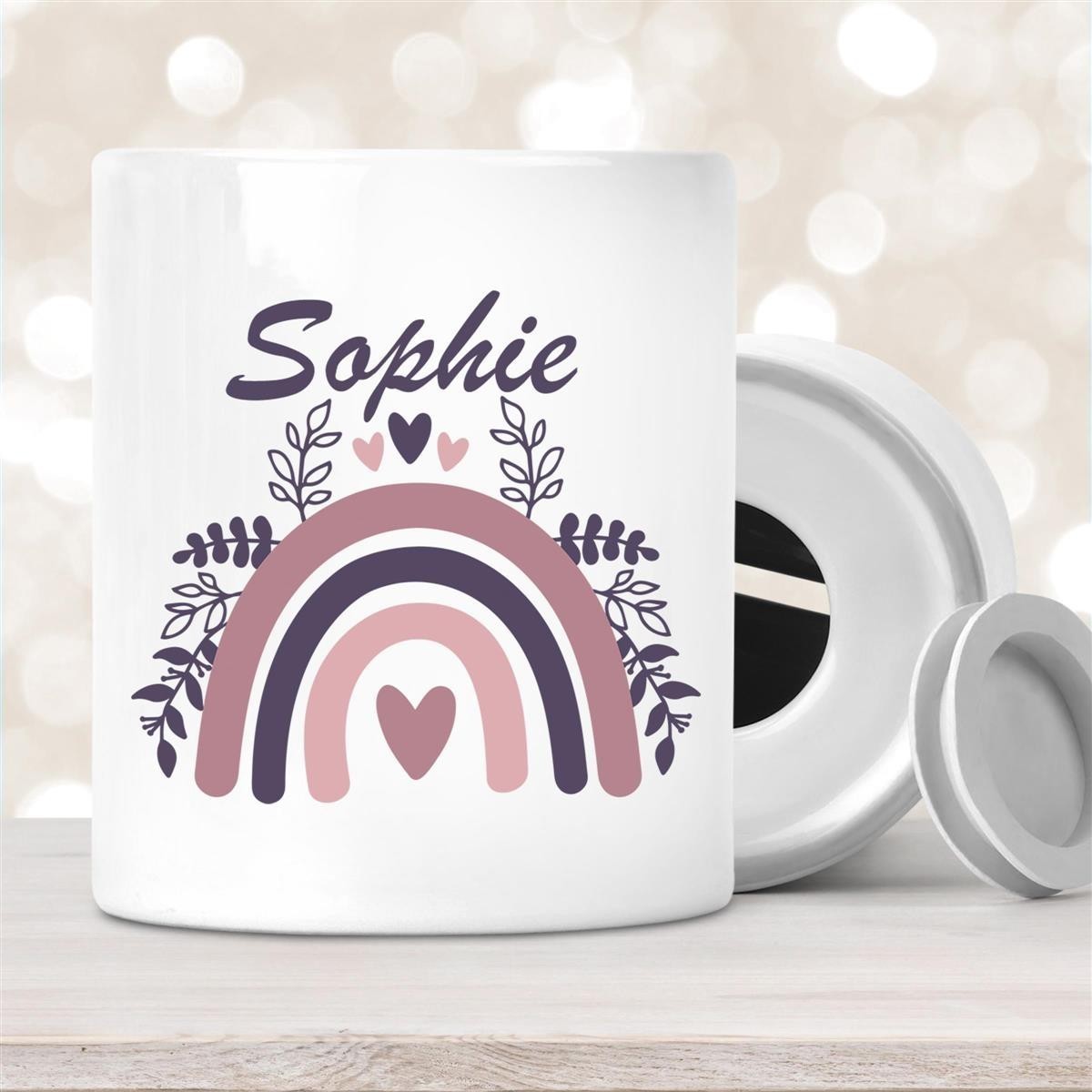Spardose mit Wunschname Regenbogen #8 personalisiert Spardose mit Wunschname Regenbogen #8 personalisiert