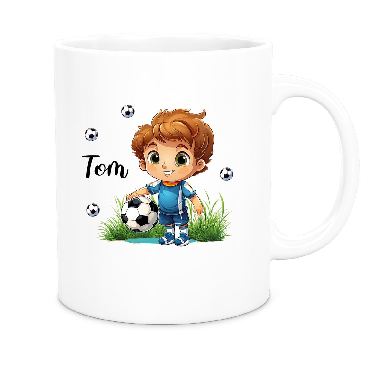 Tasse Fußball 7 Wunschname Keramik Kinderbecher personalisiert versch. Farben