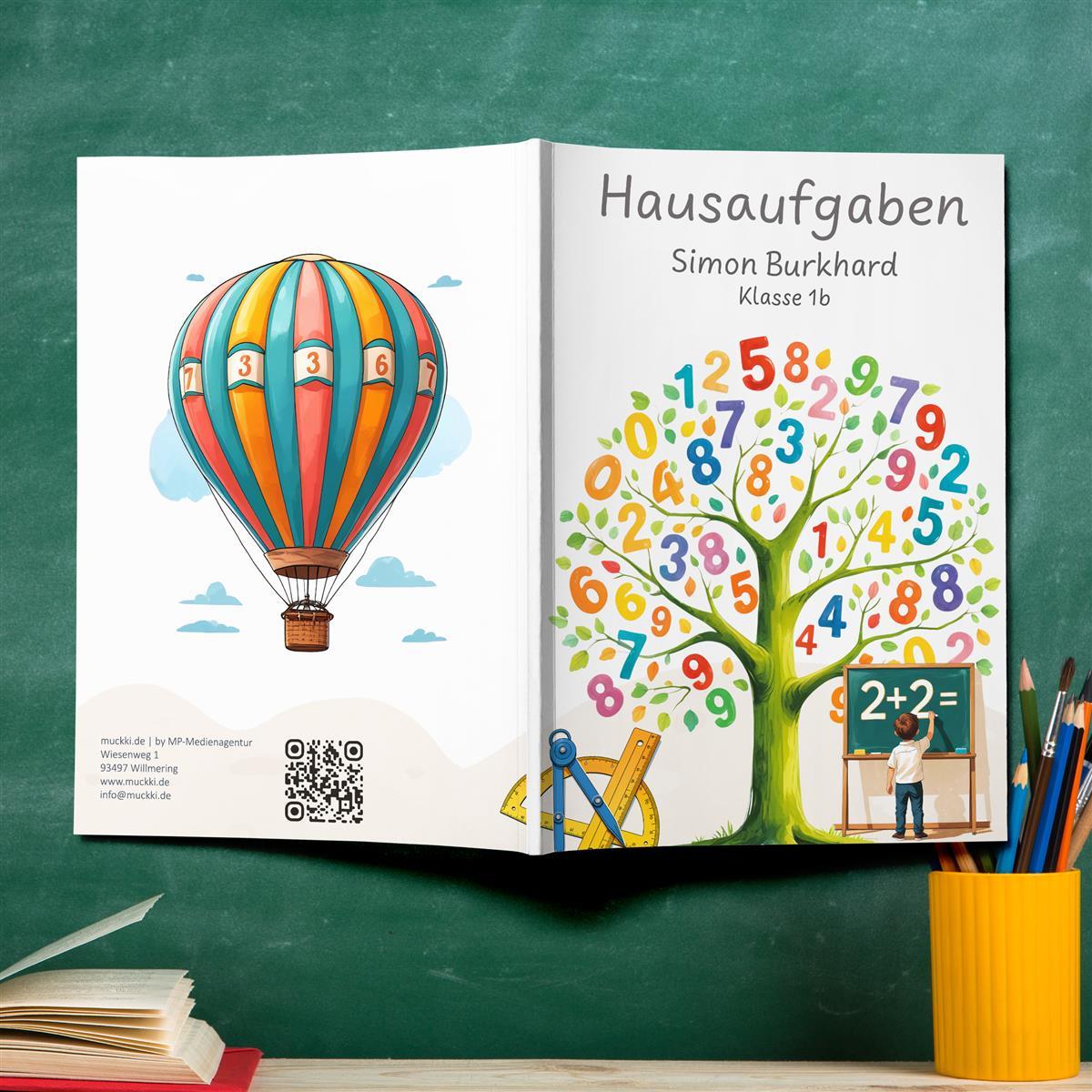 Hausaufgabenheft Mathe 1 DIN A5 - 48 Blatt mit Name und Klasse