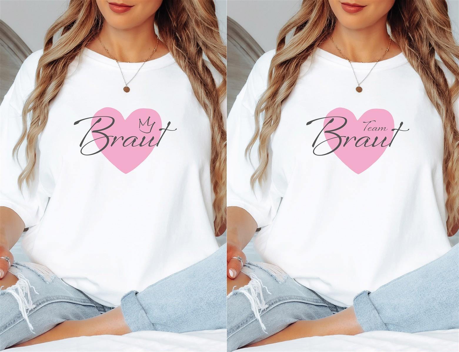 T-Shirt Braut & Team-Braut 04 Herz Damen-Shirt für den Junggesellinnenabschied