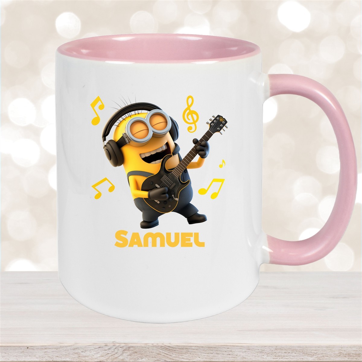 Tasse Minions Kinder Minion #6 Rockstar Wunschname Keramik Kinderbecher personalisiert versch. Farben Altrosa