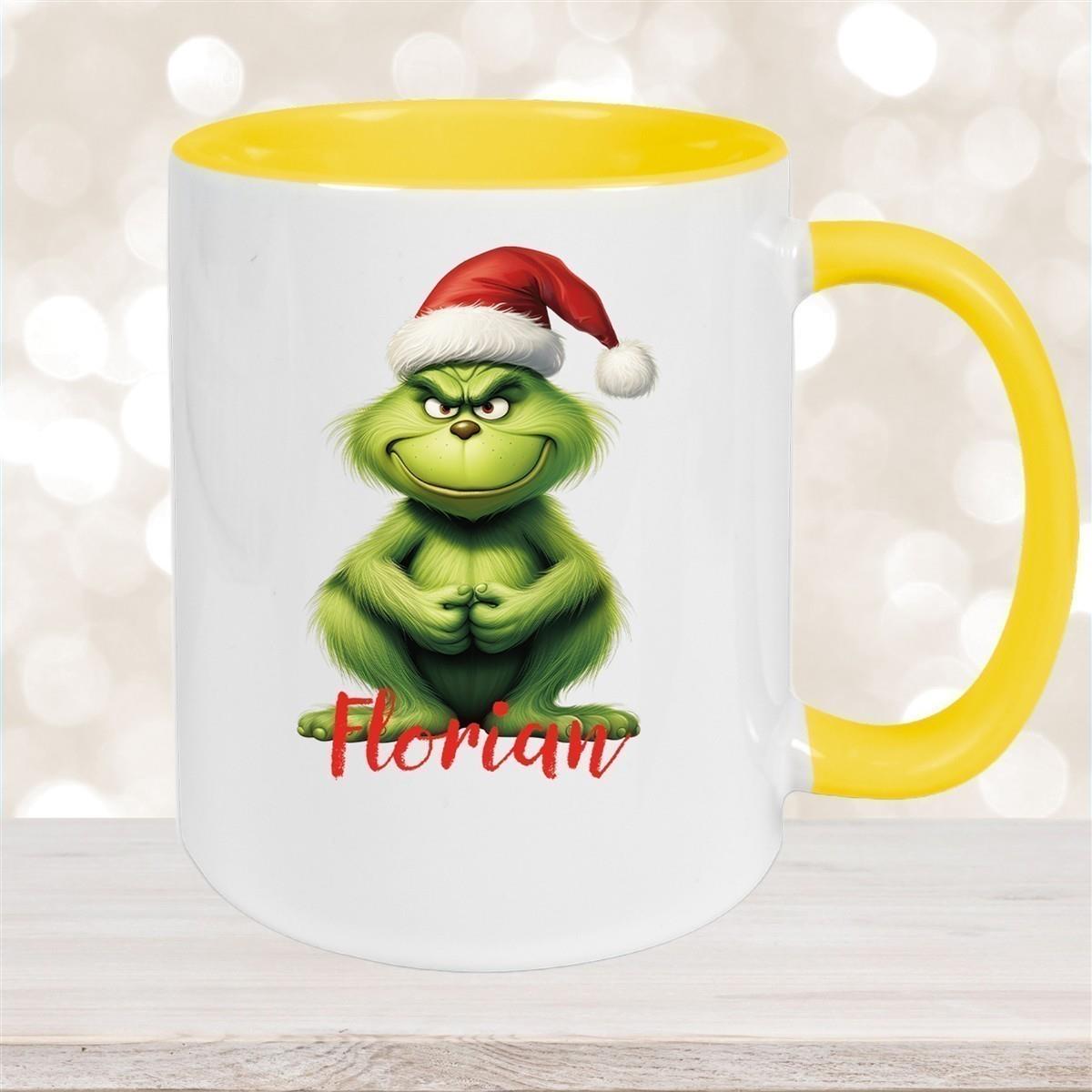 Tasse Wunschname Weihnachten Grinch 5 Keramik Kinderbecher versch. Farben