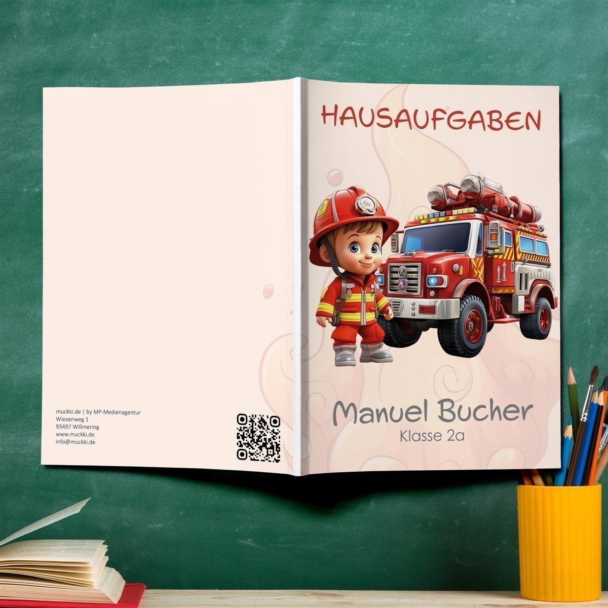 Hausaufgabenheft Feuerwehr 2 DIN A5 - 48 Blatt mit Name und Klasse