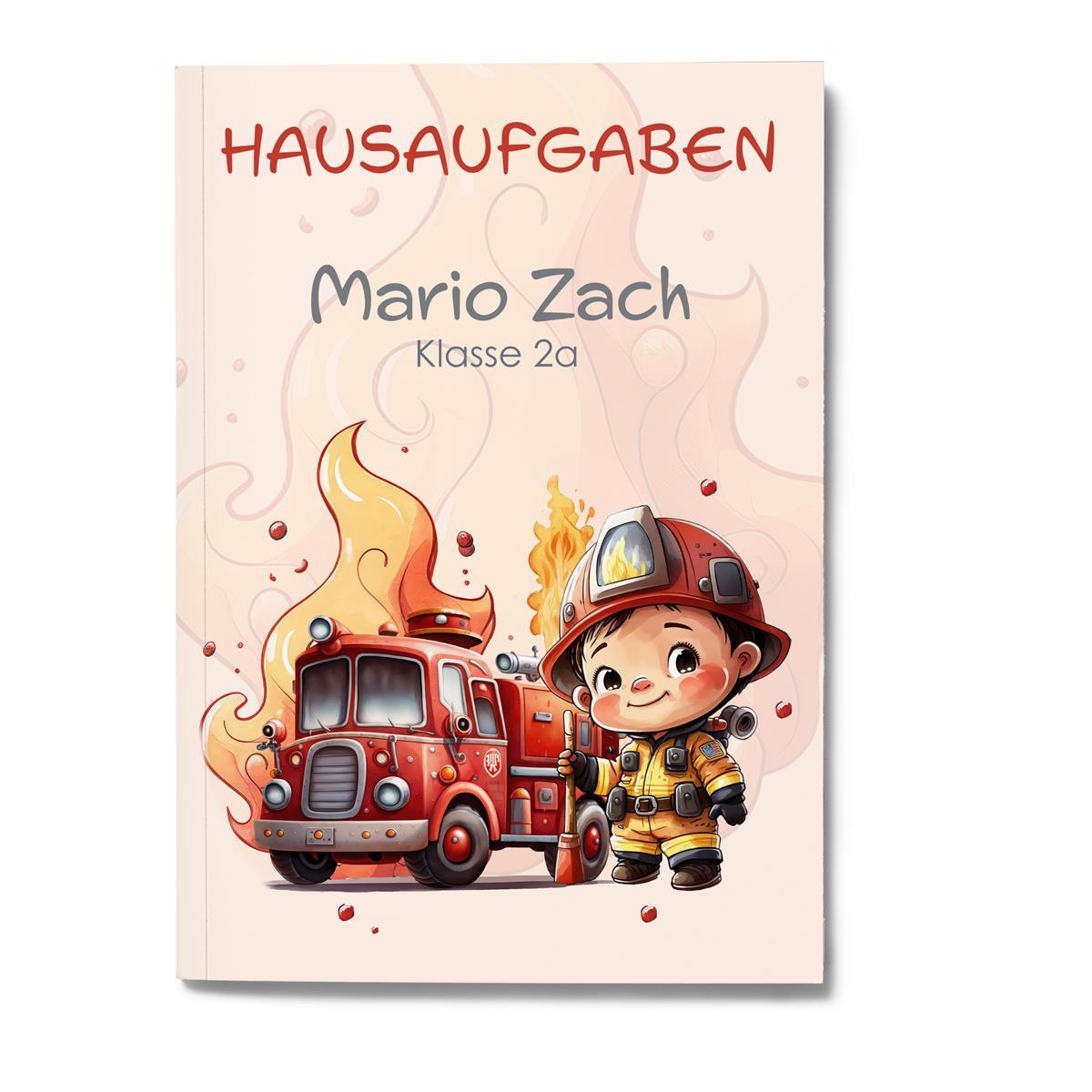 Hausaufgabenheft Feuerwehr 1 DIN A5 - 48 Blatt mit Name und Klasse