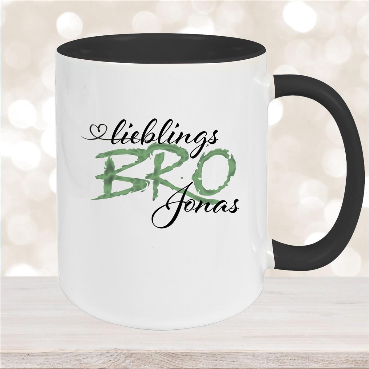 Tasse Wunschname Lieblings-BRO 2 personalisiert Keramik Becher versch. Farben
