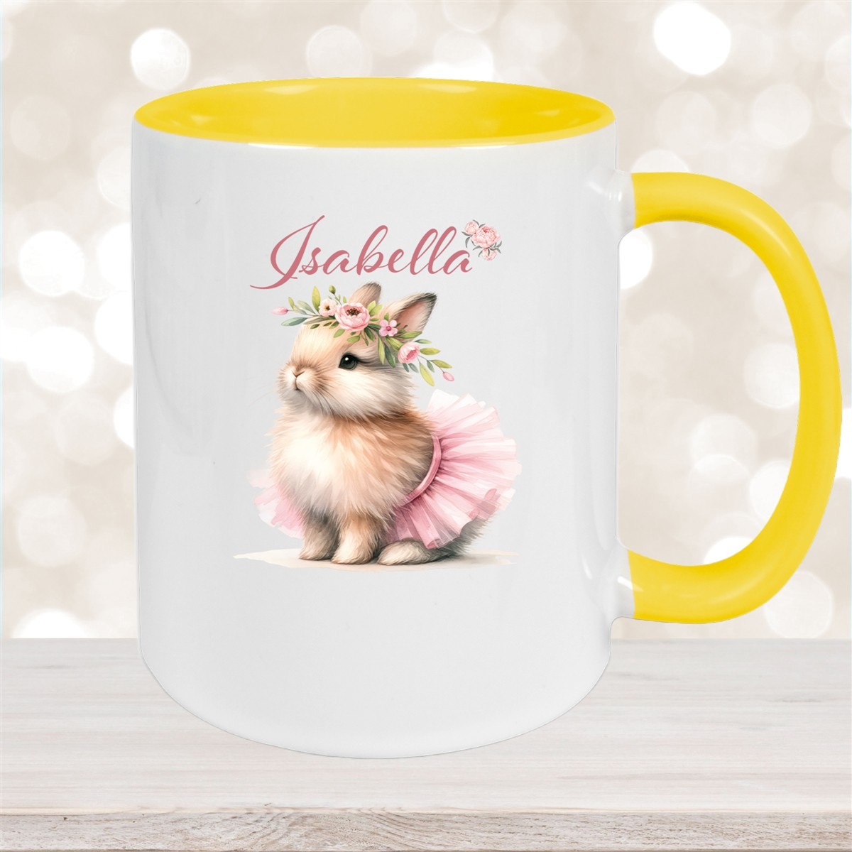Tasse Ostern - Hase #9 Wunschnamen Keramik personalisiert Gelb