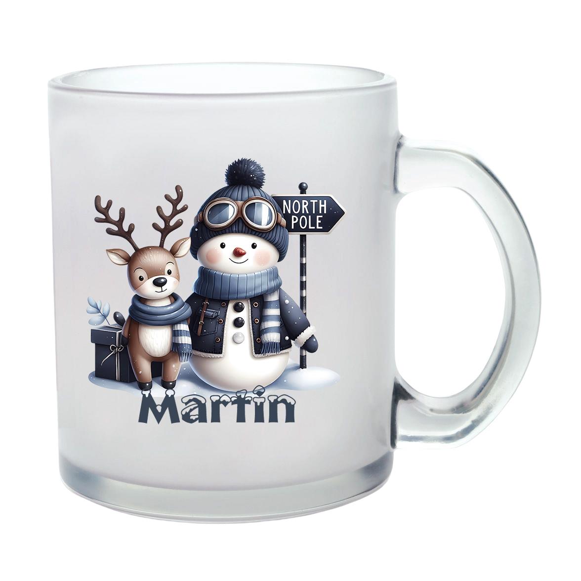 Milchglastasse Wunschname Weihnachten Schneemann 5 Glas Kinderbecher SONDEREDITION