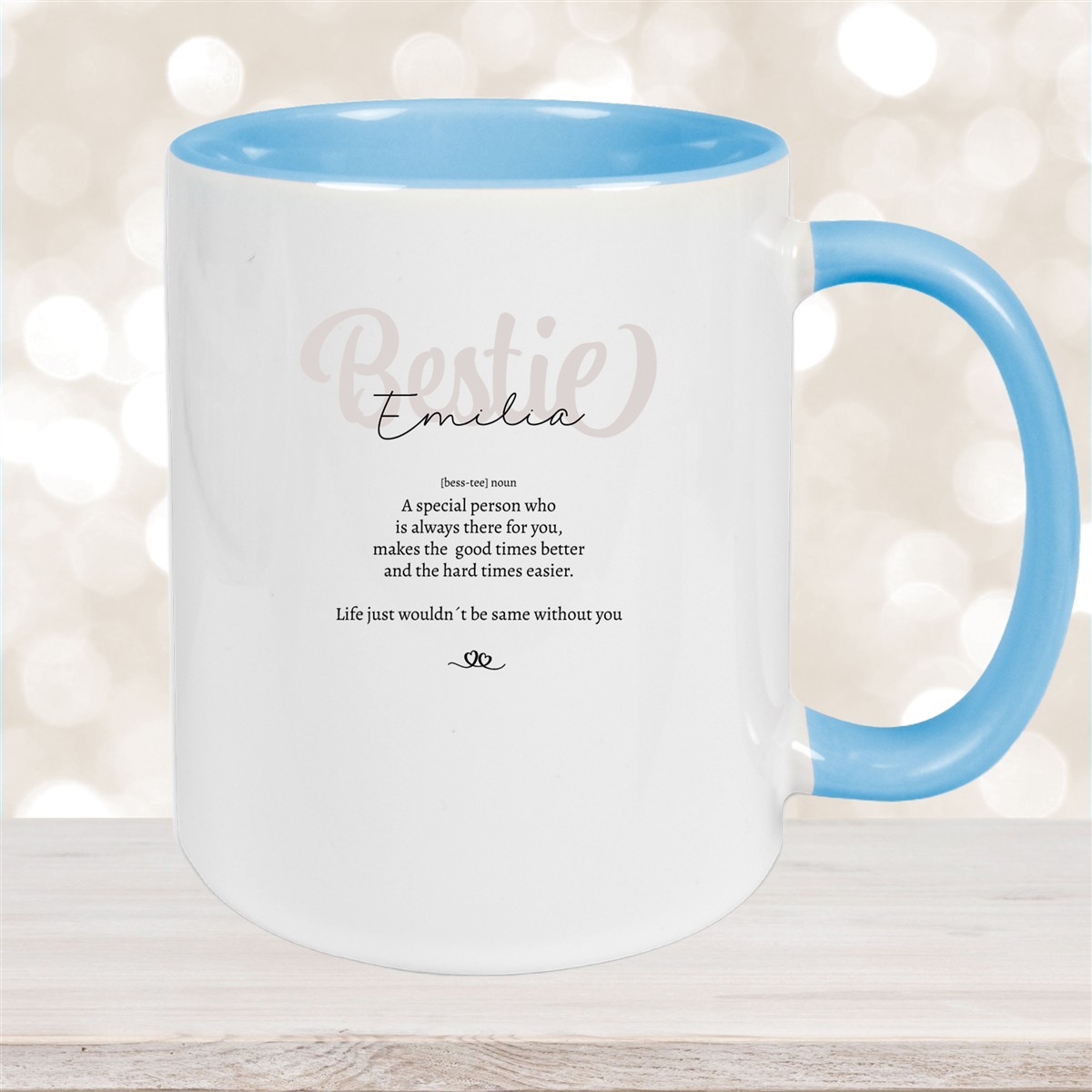 Tasse Wunschname Lieblings-Bestie #2 personalisiert Keramik Becher Hellblau
