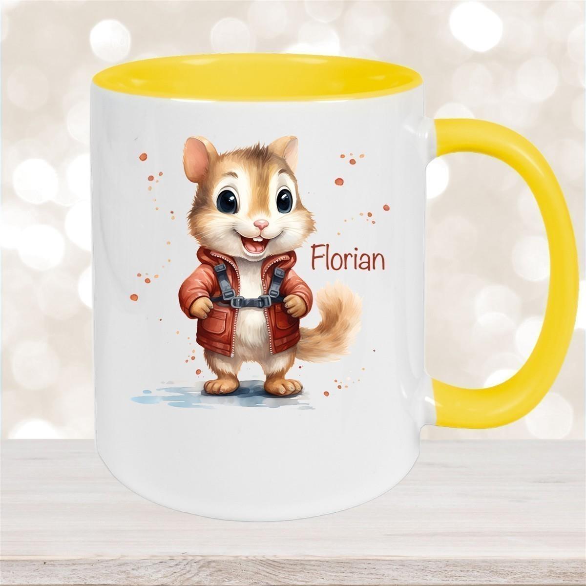 Tasse Wunschname Chipmunk 1 Keramik Kinderbecher personalisiert versch. Farben