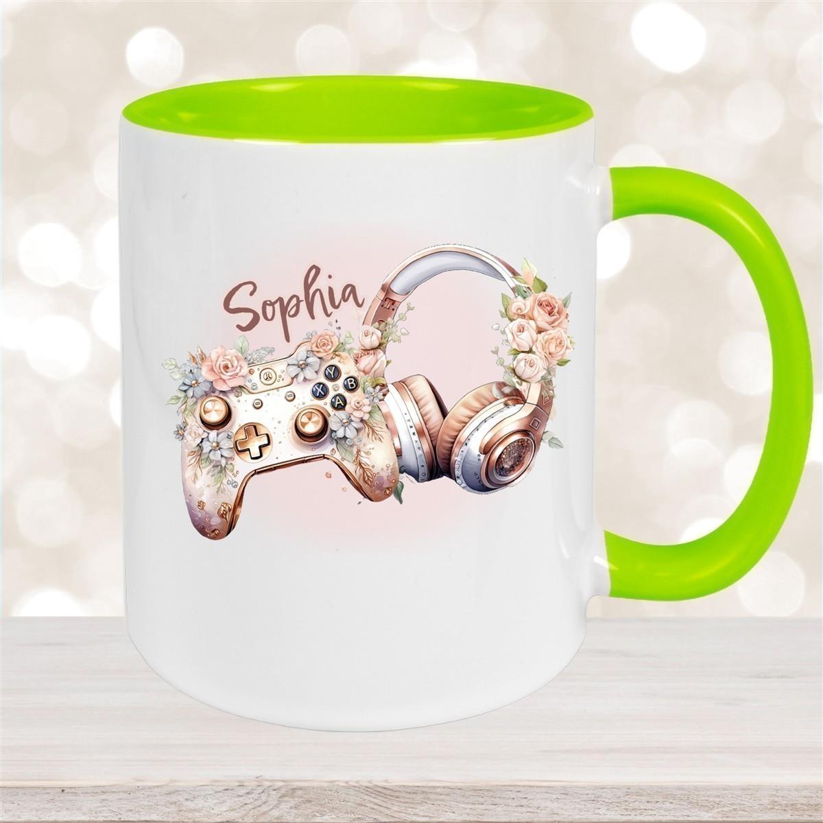 Tasse Gamer 4 Wunschname Keramik Kinderbecher personalisiert versch. Farben