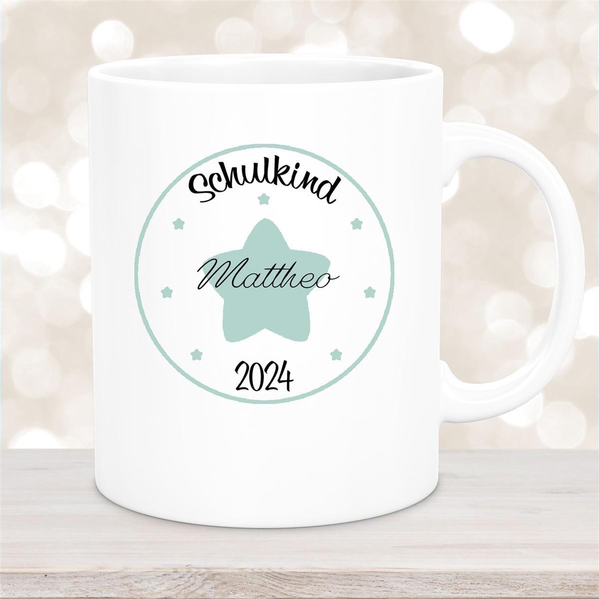 Tasse Schulkind 01 Wunschname Keramik Kinderbecher Personalisiert versch. Farben