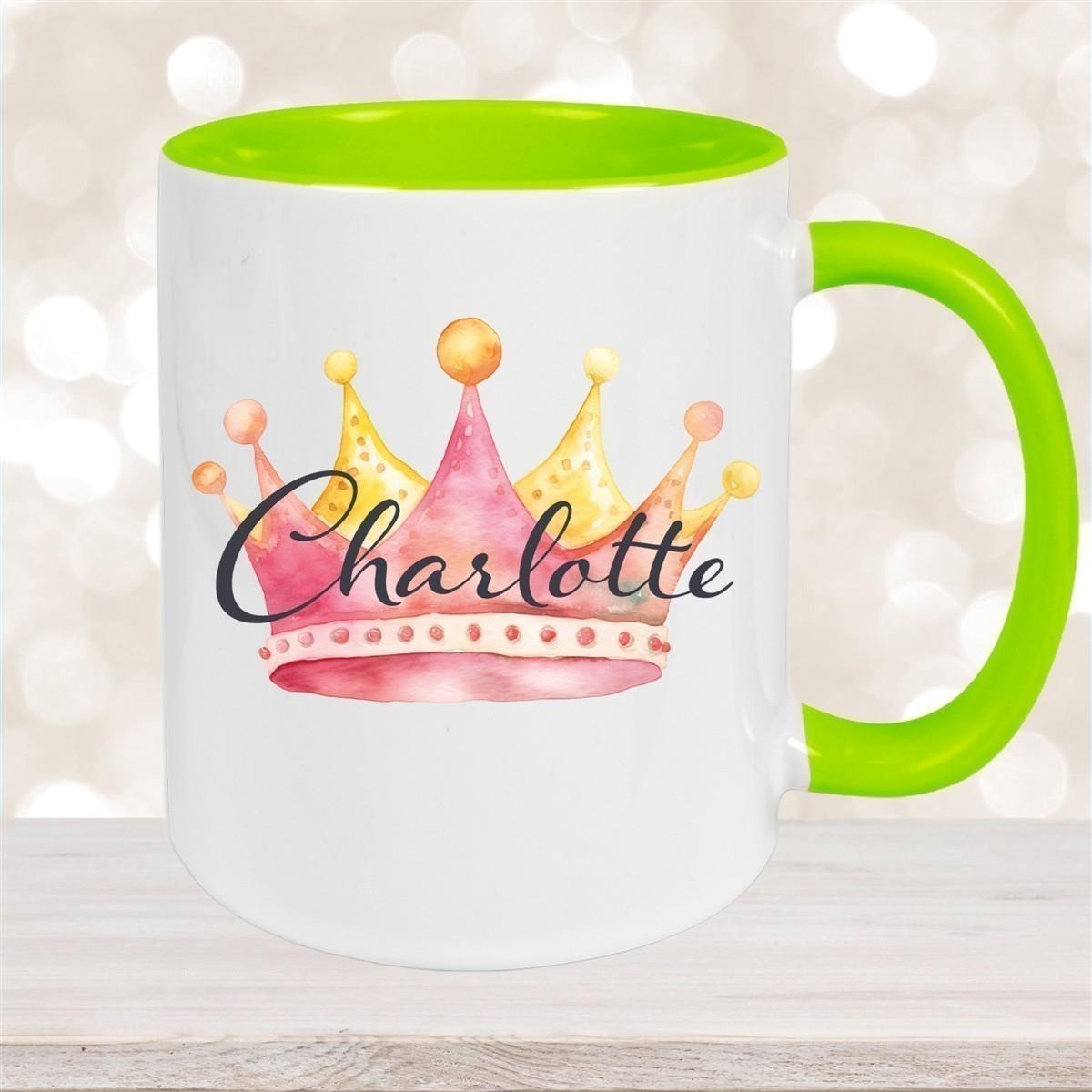 Tasse Krone 2 Wunschname Keramik Kinderbecher personalisiert versch. Farben