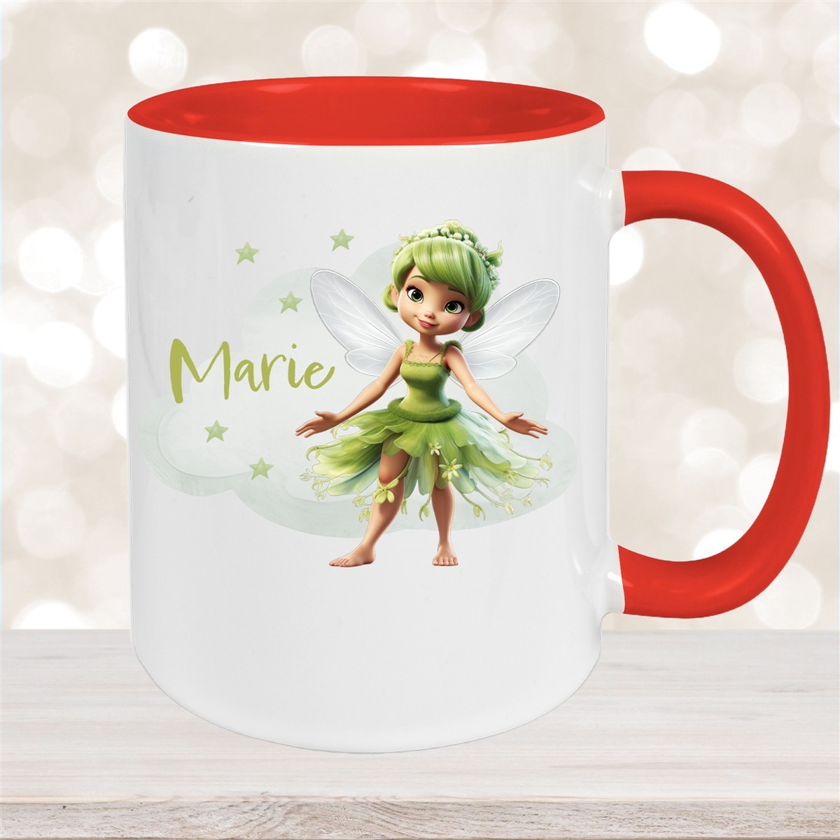 Tasse Fee #3 Wunschname Keramik Kinderbecher personalisiert Rot