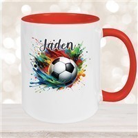 Tasse Wunschname Fußball 11 Keramik Kinderbecher personalisiert versch. Farben