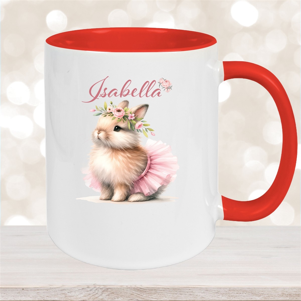 Tasse Ostern - Hase #9 Wunschnamen Keramik personalisiert Rot