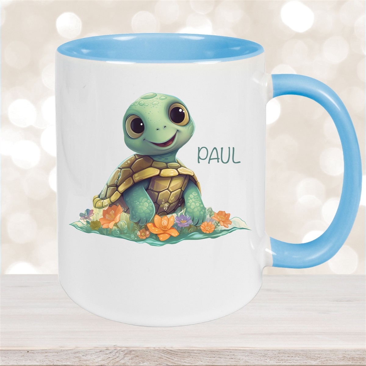 Tasse Wunschname Schildkröte #1 Keramik Kinderbecher personalisiert versch. Farben