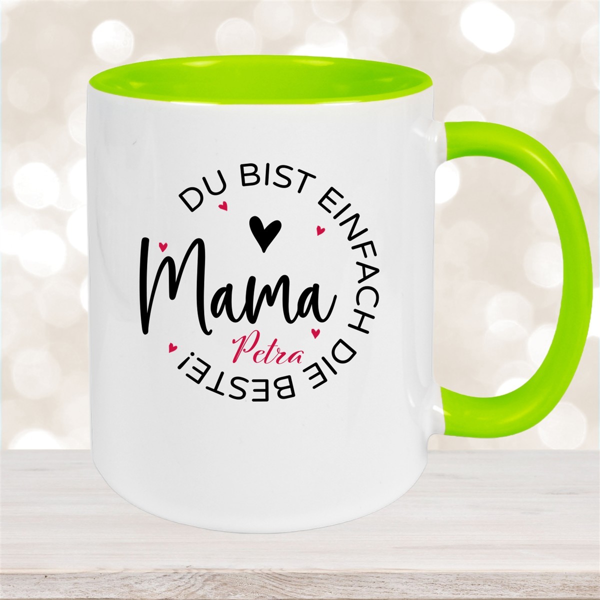 Tasse Muttertag #13 Wunschnamen Keramik Personalisiert Grün