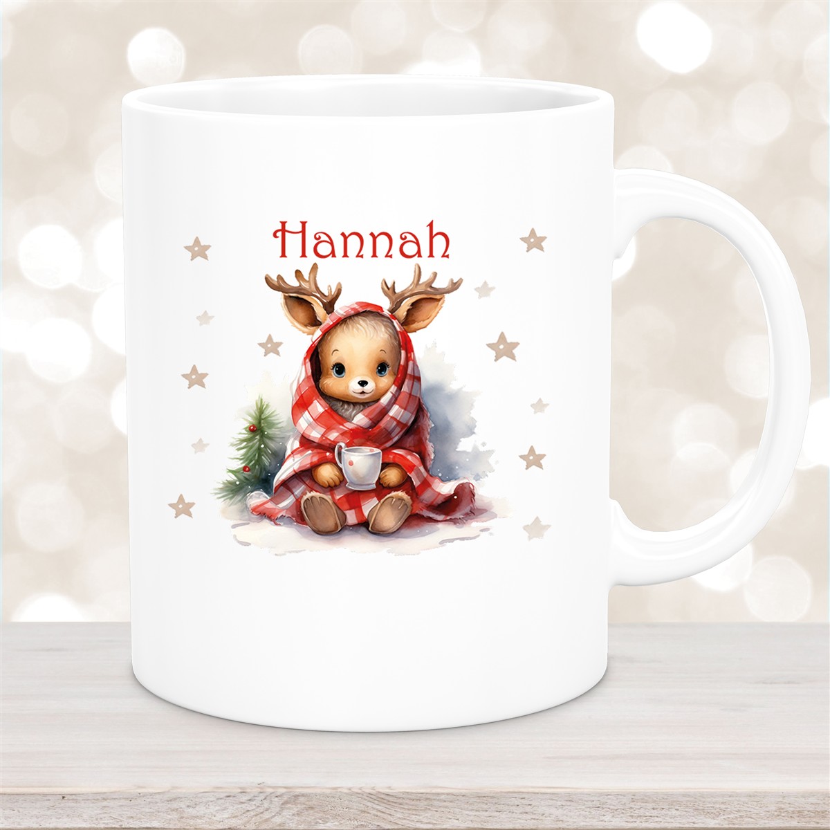 Tasse Wunschname Weihnachten Rehlein #1 Keramik Kinderbecher versch. Farben
