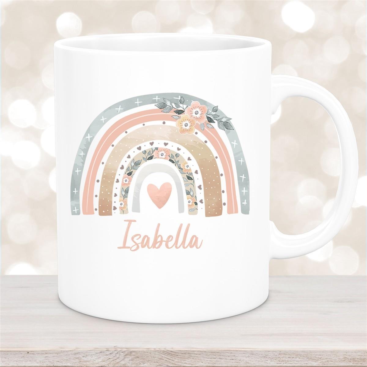 Tasse Wunschname Regenbogen 7 Keramik Kinderbecher versch. Farben