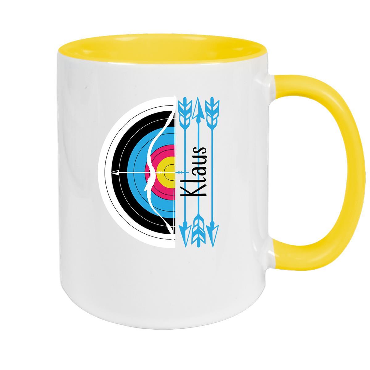 Tasse Bogenschütze 5 Wunschname Keramik personalisiert versch. Farben
