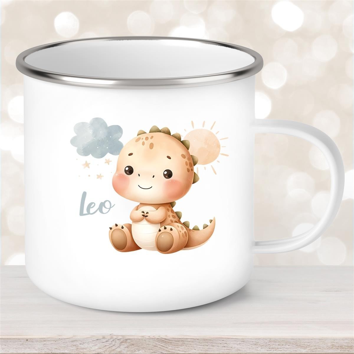 Tasse Wunschname Dino #19 Emaille Kinderbecher Tasse Wunschname Dino #19 Emaille Kinderbecher
