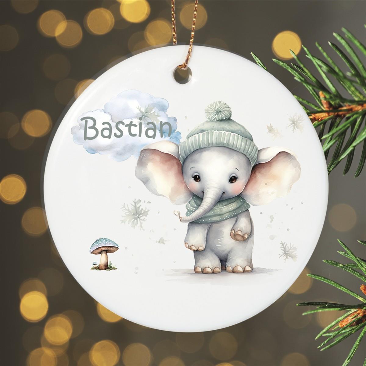 Weihnachtsanhänger personalisiert Elefant 1 Name Motiv Anhänger Keramik, Weihnachtsschmuck, Weihnachtskugel, Christbaumschmuck versch. Formen