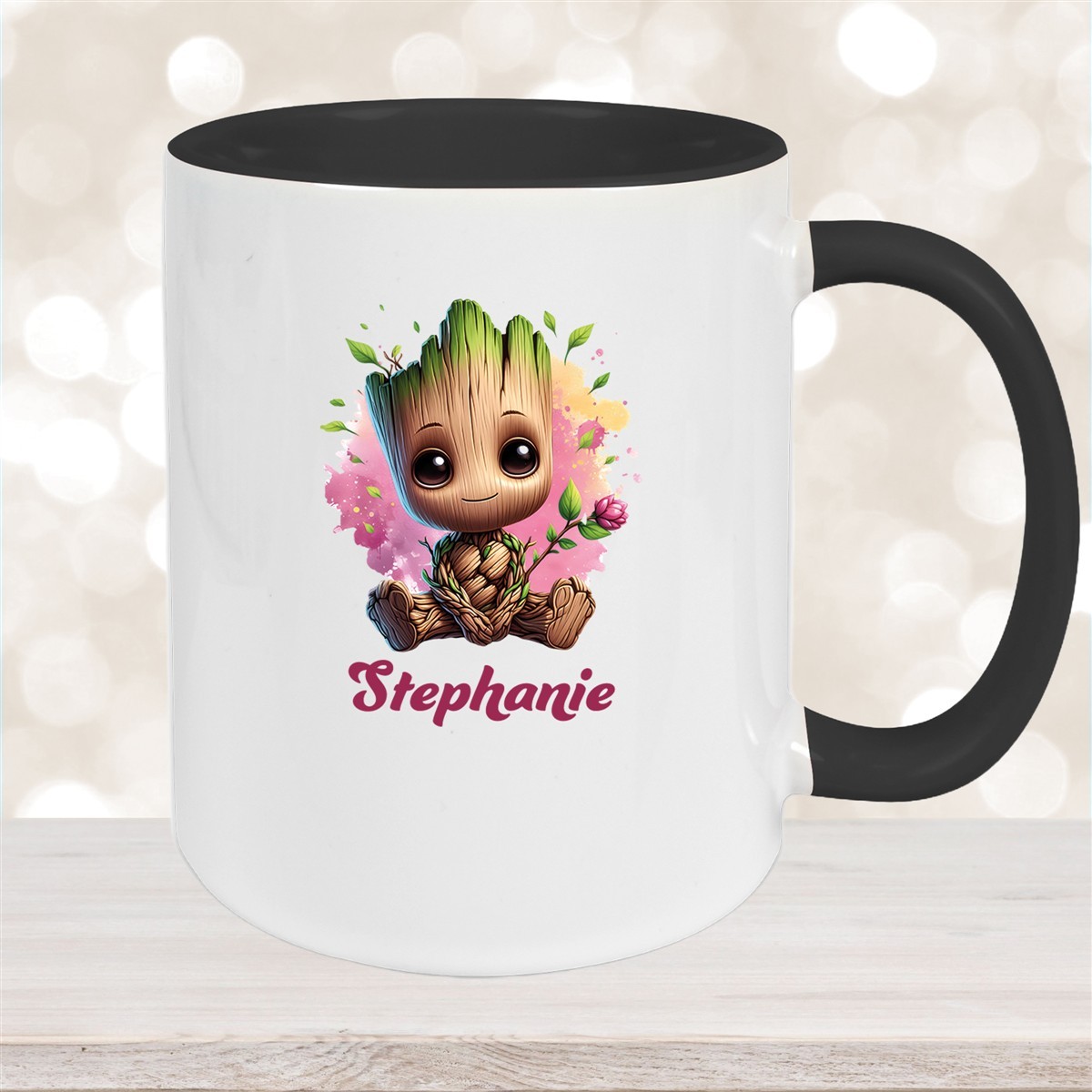 Tasse Baby-Groot #3 Wunschname Keramik Kinderbecher personalisiert Schwarz
