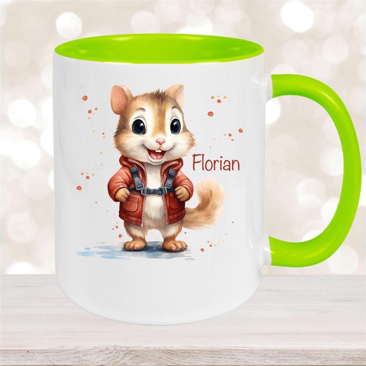 Tasse Wunschname Chipmunk #1 Keramik Kinderbecher personalisiert versch. Farben