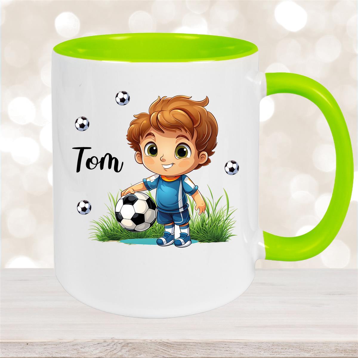 Tasse Fußball #7 Wunschname Keramik Kinderbecher personalisiert versch. Farben 
