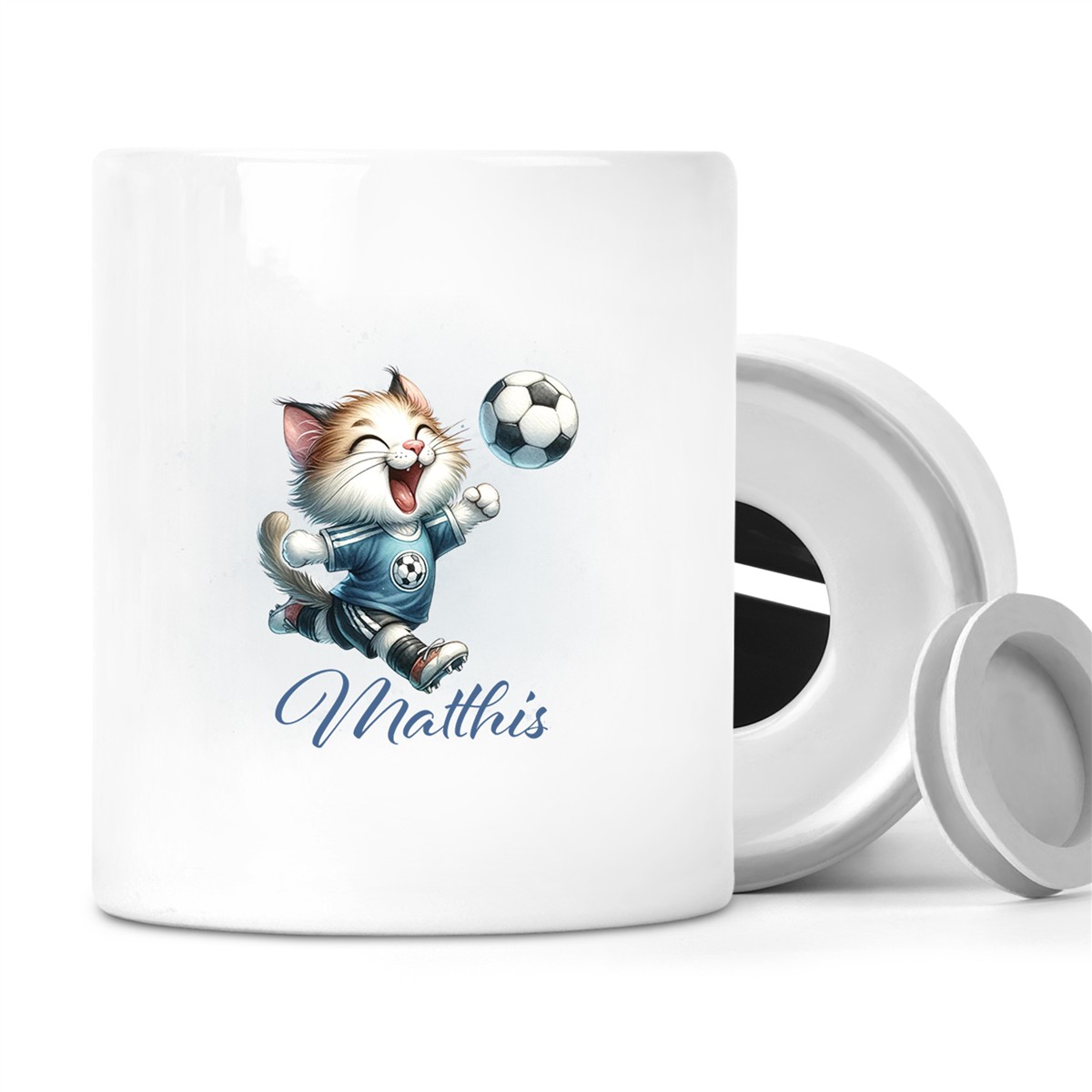 Spardose mit Wunschname Fußball # 18 personalisiert
