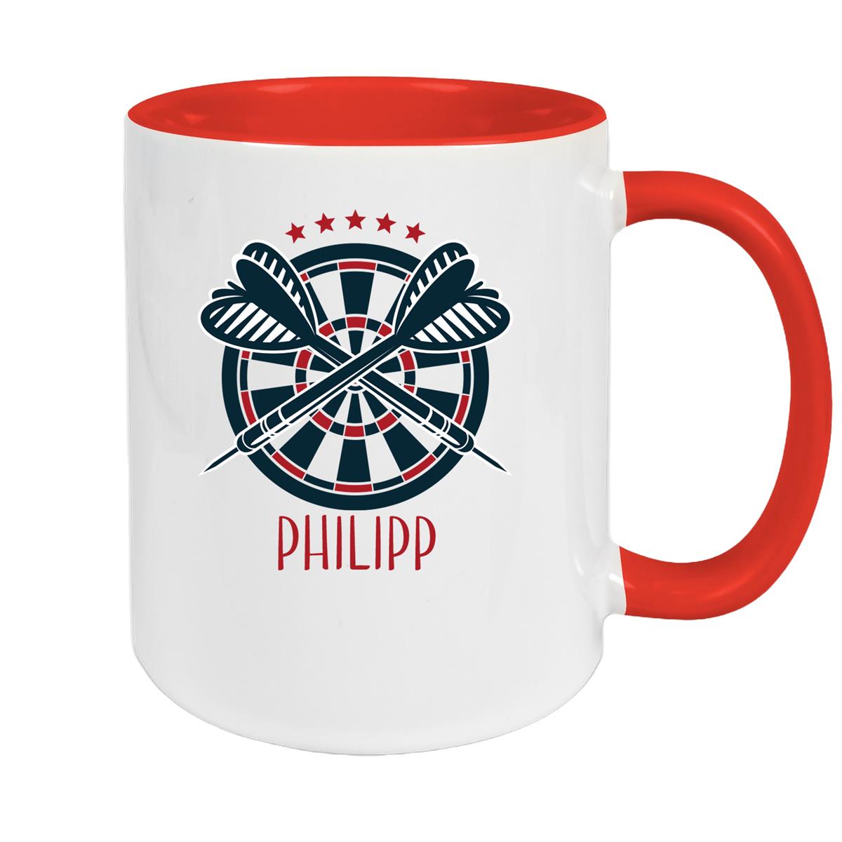 Tasse Dart 1 Wunschname Keramik Kinderbecher personalisiert versch. Farben