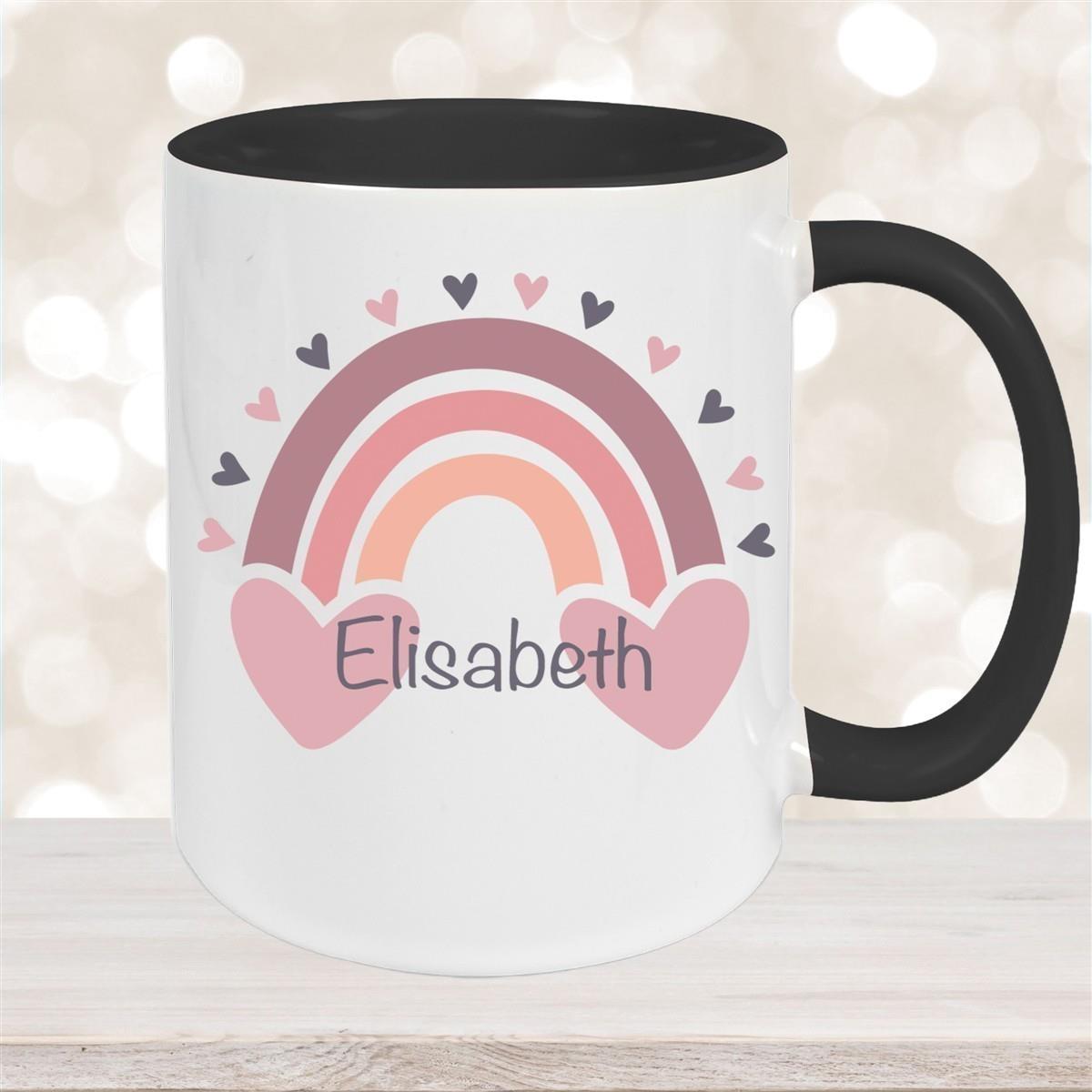 Tasse Wunschname Regenbogen 2 Keramik Kinderbecher versch. Farben